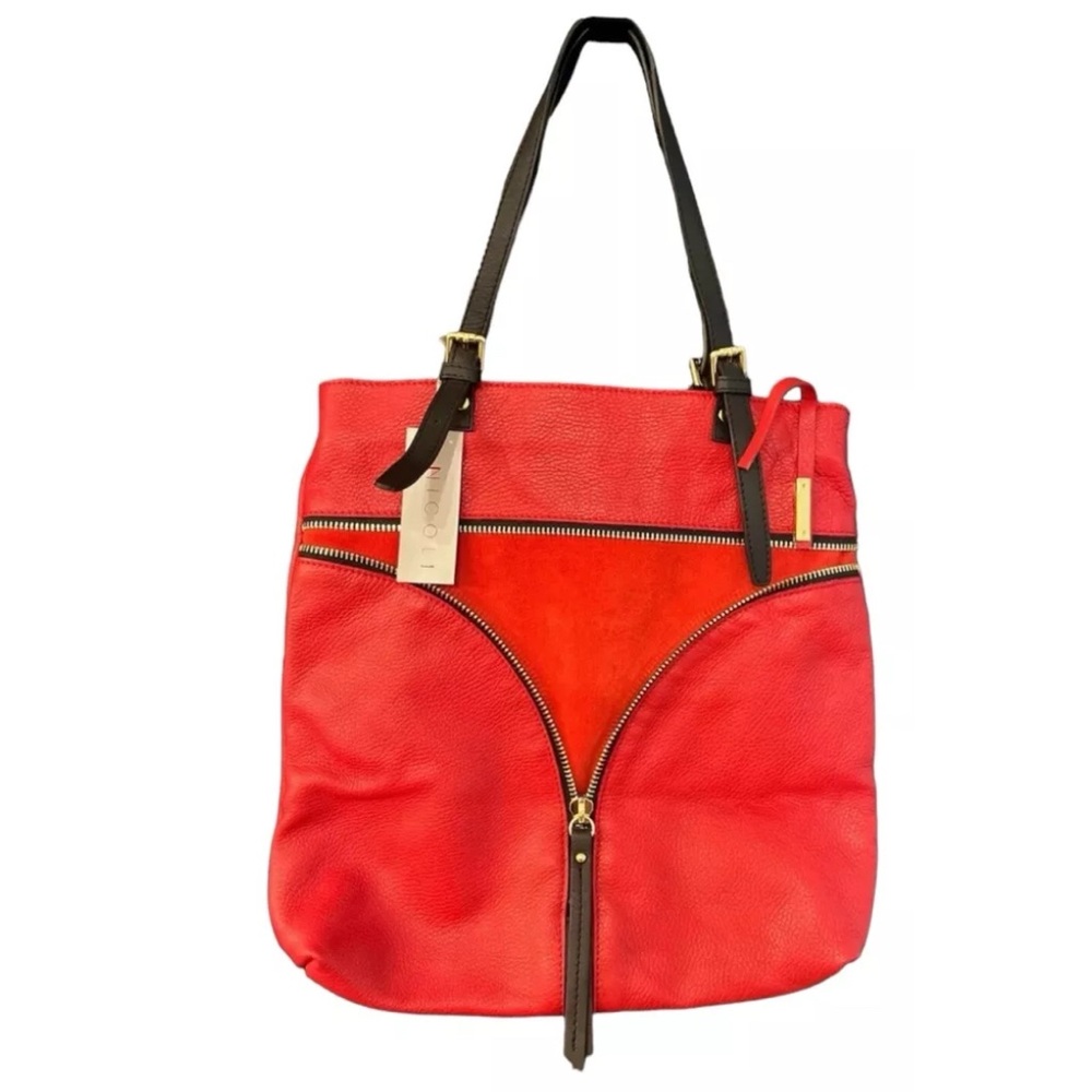 NICOLI Red and Black Tote Bag
